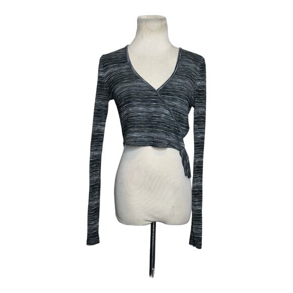 Topshop heathered gray long sleeves crop top size 6 - Picture 10 of 10